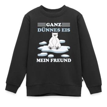 Eisbär Lustig Ganz Dünnes Eis Mein Freund Nordpol - Kinder Premium Organic Sweatshirt - Schwarz - Vorne - AI Model Kid Female (0cm)