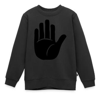 Witzig Begrüßung Hand - Kinder Premium Organic Sweatshirt - Schwarz - Vorne - AI Model Kid Female (0cm)