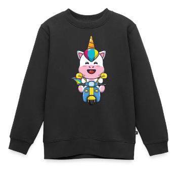Licorne Licorne Scooter Scooter Moto - Sweat Premium enfant bio - noir - Devant - AI Model Kid Female (0cm)