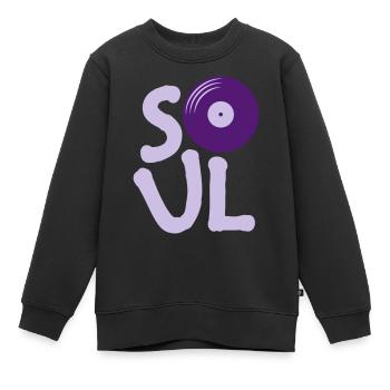 Musique Vinyle Soul - Sweat Premium enfant bio - noir - Devant - AI Model Kid Female (0cm)