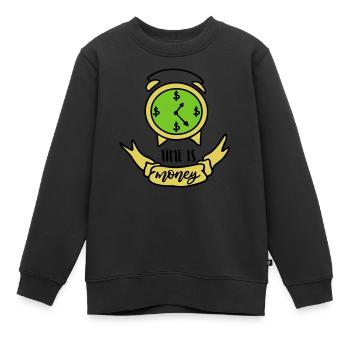 LE TEMPS C’EST DE L’ARGENT ACTIONS D’OR OR AMOUR CHER MOTIF - Sweat Premium enfant bio - noir - Devant - AI Model Kid Female (0cm)