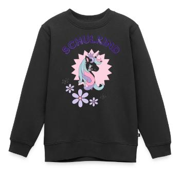 Einhorn Schulkind zur Einschulung - Kinder Premium Organic Sweatshirt - Schwarz - Vorne - AI Model Kid Female (0cm)