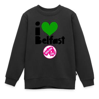 Belfast Nordirland - Kinder Premium Organic Sweatshirt - Schwarz - Vorne - AI Model Kid Female (0cm)