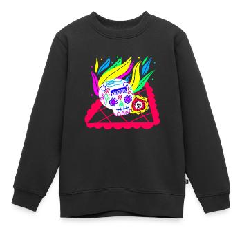 Mexikanischer Schädel - Kinder Premium Organic Sweatshirt - Schwarz - Vorne - AI Model Kid Female (0cm)