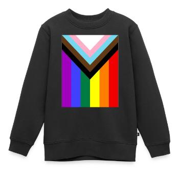 Drapeau de la fierté arc-en-ciel - Sweat Premium enfant bio - noir - Devant - AI Model Kid Female (0cm)