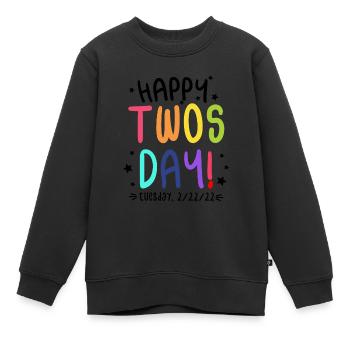 Happy Twosday 2.22.22 Mathématiciens colorés de deux jours - Sweat Premium enfant bio - noir - Devant - AI Model Kid Female (0cm)