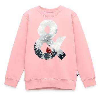 & – lettrage décoratif – hiver - Sweat Premium enfant bio - rose - Devant - AI Model Kid Female (0cm)