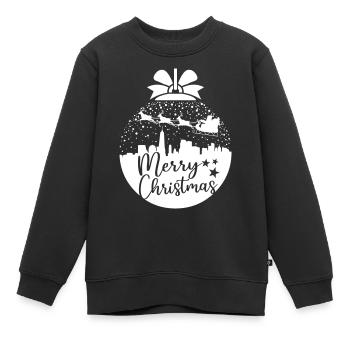 Weihnachten Schneeball Santa Sleigh Frohe Weihnachten Geschenk - Kinder Premium Organic Sweatshirt - Schwarz - Vorne - AI Model Kid Female (0cm)