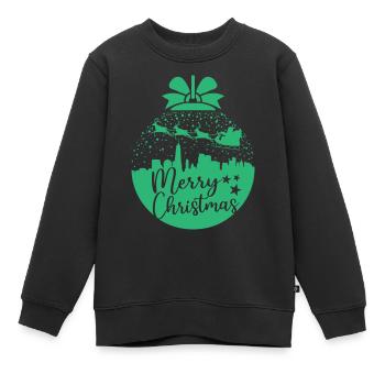 Weihnachten Schneeball Santa Sleigh Frohe Weihnachten Geschenk - Kinder Premium Organic Sweatshirt - Schwarz - Vorne - AI Model Kid Female (0cm)