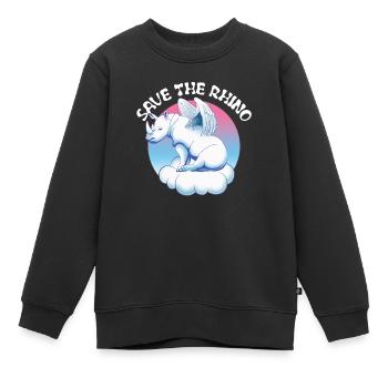 Sauver Les Rhinos | Rhinocéros - Sweat Premium enfant bio - noir - Devant - AI Model Kid Female (0cm)