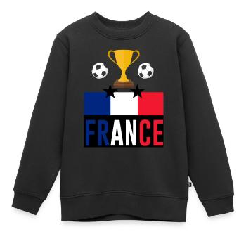 France - Sweat Premium enfant bio - noir - Devant - AI Model Kid Female (0cm)
