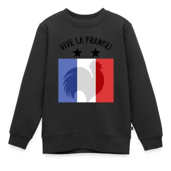 France - Sweat Premium enfant bio - noir - Devant - AI Model Kid Female (0cm)