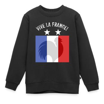 France - Sweat Premium enfant bio - noir - Devant - AI Model Kid Female (0cm)