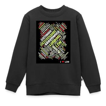 Londres - Sweat Premium enfant bio - noir - Devant - AI Model Kid Female (0cm)