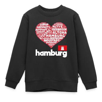 Hamburg - Kids Premium Organic Sweatshirt - black - Front - AI Model Kid Female (0cm)