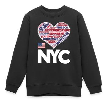 New York - Sweat Premium enfant bio - noir - Devant - AI Model Kid Female (0cm)