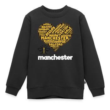 Manchester - Sweat Premium enfant bio - noir - Devant - AI Model Kid Female (0cm)