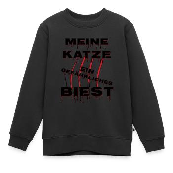 Meine Katze ein gefährliches Biest, Scherzdesign - Kinder Premium Organic Sweatshirt - Schwarz - Vorne - AI Model Kid Female (0cm)