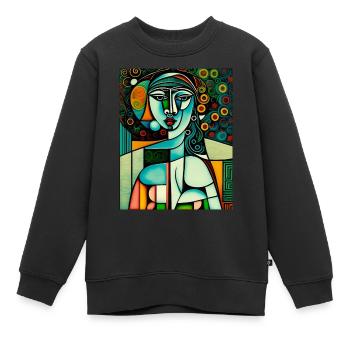 Œuvre d’art Femme - Sweat Premium enfant bio - noir - Devant - AI Model Kid Female (0cm)