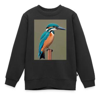 Eisvogel auf dem Ast - Kinder Premium Organic Sweatshirt - Schwarz - Vorne - AI Model Kid Female (0cm)