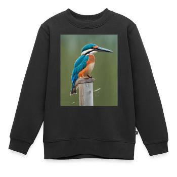 Eisvogel auf dem Ast - Kinder Premium Organic Sweatshirt - Schwarz - Vorne - AI Model Kid Female (0cm)