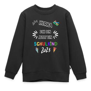 Schulkind 2023 - Einschulung - Erster Schultag - Kinder Premium Organic Sweatshirt - Schwarz - Vorne - AI Model Kid Female (0cm)