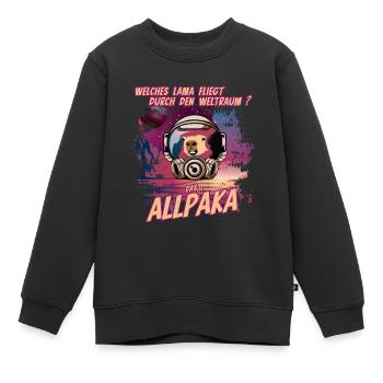 Lustiges Alpaka Lama Weltraum Spruch Comic - Kinder Premium Organic Sweatshirt - Schwarz - Vorne - AI Model Kid Female (0cm)