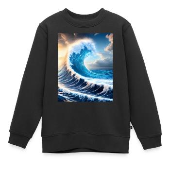 Big Wave #001 - Kinder Premium Organic Sweatshirt - Schwarz - Vorne - AI Model Kid Female (0cm)