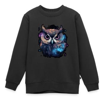 Mystical Howl looking at us, fantasy nature - Sweat Premium enfant bio - noir - Devant - AI Model Kid Female (0cm)