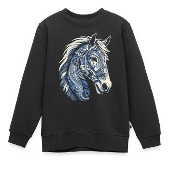 Cheval islandais Poney islandais - Sweat Premium enfant bio - noir - Devant - AI Model Kid Female (0cm)