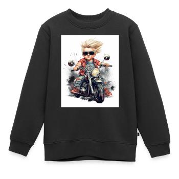 Motard Junior 2 - Sweat Premium enfant bio - noir - Devant - AI Model Kid Female (0cm)