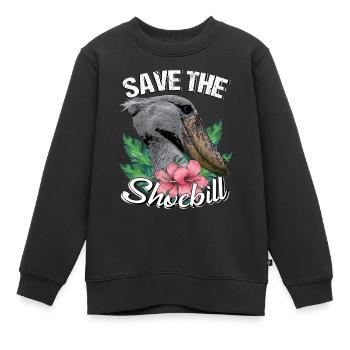 Schuhschnabel Sauvez le bec-de-chaussure - Sweat Premium enfant bio - noir - Devant - AI Model Kid Female (0cm)