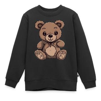 Teddy Blooms - Kids Premium Organic Sweatshirt - black - Front - AI Model Kid Female (0cm)