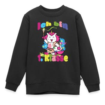 Kindergarten Einschulung 1. Schultag Schulanfang - Kinder Premium Organic Sweatshirt - Schwarz - Vorne - AI Model Kid Female (0cm)
