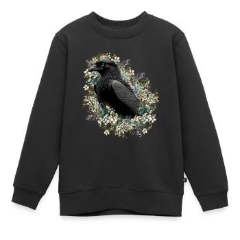 Mystischer schwarzer Rabe Krähe - Kinder Premium Organic Sweatshirt - Schwarz - Vorne - AI Model Kid Female (0cm)