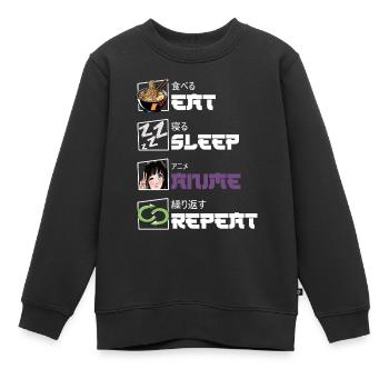 Eat Sleep Anime Repeat - Kinder Premium Organic Sweatshirt - Schwarz - Vorne - AI Model Kid Female (0cm)