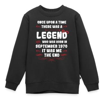 Il était une fois une légende. Septembre 1970 Naissance - Sweat Premium enfant bio - noir - Devant - AI Model Kid Female (0cm)