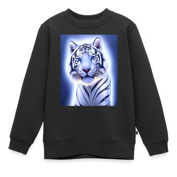 majestueux tigre blanc portrait peinture animal - Sweat Premium enfant bio - noir - Devant - AI Model Kid Female (0cm)