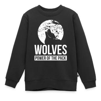 WÖLFE: DIE MACHT DES RUDELS | WOLFSLIEBHABER GESCHENK - Kinder Premium Organic Sweatshirt - Schwarz - Vorne - AI Model Kid Female (0cm)