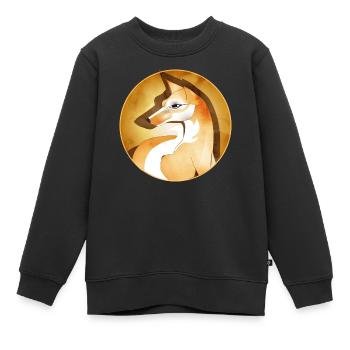 Von Hand gezeichneter schöner Fuchs im Rahmen - Kinder Premium Organic Sweatshirt - Schwarz - Vorne - AI Model Kid Female (0cm)