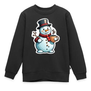 Schneemann - Kinder Premium Organic Sweatshirt - Schwarz - Vorne - AI Model Kid Female (0cm)