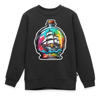 Flaschenschiff / Flaschenpost / Ahoi / Anker - Kinder Premium Organic Sweatshirt - Schwarz - Vorne - AI Model Kid Female (0cm)