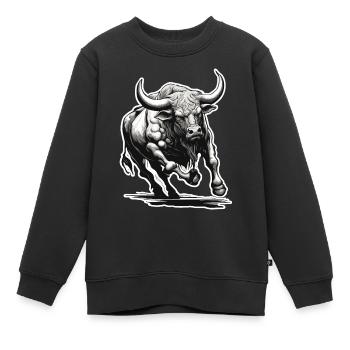 Stier / Bulle / Tier / Hörner / Stierkampf - Kinder Premium Organic Sweatshirt - Schwarz - Vorne - AI Model Kid Female (0cm)