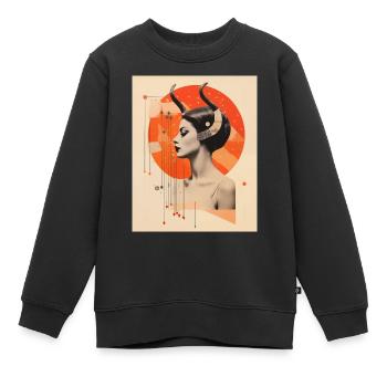 Collage de Capricorne - Sweat Premium enfant bio - noir - Devant - AI Model Kid Female (0cm)