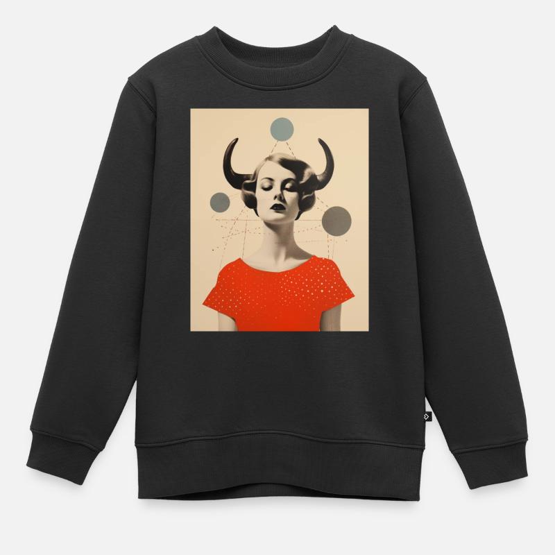 Taureau collage art astrologie - Sweat Premium enfant bio - noir