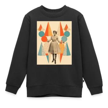Collage de papier de dame de cirque - Sweat Premium enfant bio - noir - Devant - AI Model Kid Female (0cm)