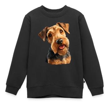 Terrier gallois - Sweat Premium enfant bio - noir - Devant - AI Model Kid Female (0cm)