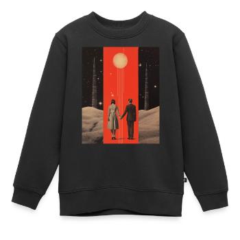 À la lune et au dos collage - Sweat Premium enfant bio - noir - Devant - AI Model Kid Female (0cm)