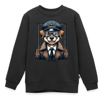Cute Dog Pilot - Kinder Premium Organic Sweatshirt - Schwarz - Vorne - AI Model Kid Female (0cm)