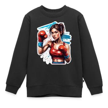 Boxer / Sport / Kampf / Arena / Boxring / Fäuste - Kinder Premium Organic Sweatshirt - Schwarz - Vorne - AI Model Kid Female (0cm)